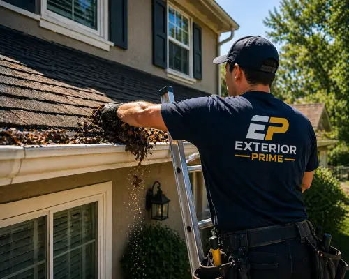 Clean residential gutters after professional gutter cleaning