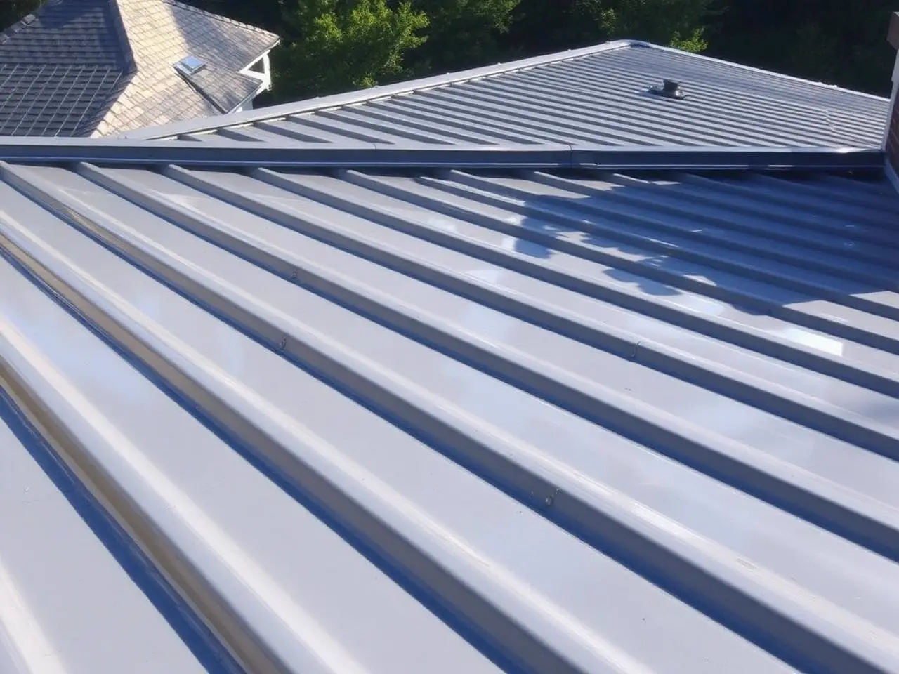 After photo of the same Salida, CA metal roof rinsed clean with the painted finish intact
