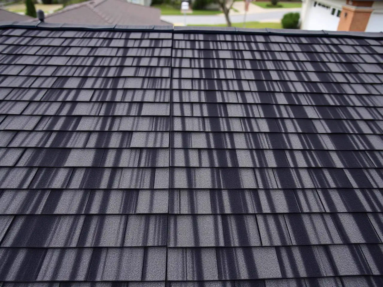 Before photo of an asphalt shingle roof on a Ripon, CA home covered in black algae streaks and dirt